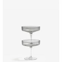 Ferm LIVING COPAS CHAMPAGNE RIPPLE 2 SET -Cama & Baño comercio FERM RIPPLE CHAMPAGNE GREY 1