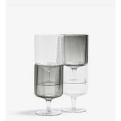 Ferm LIVING VASOS VINO RIPPLE 2 SET -Cama & Baño comercio FERM RIPPLE WINEGLASS TRANSPARENT 3