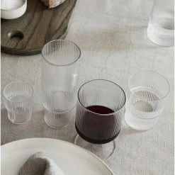 Ferm LIVING VASOS VINO RIPPLE 2 SET -Cama & Baño comercio FERM RIPPLE WINEGLASS TRANSPARENT 4